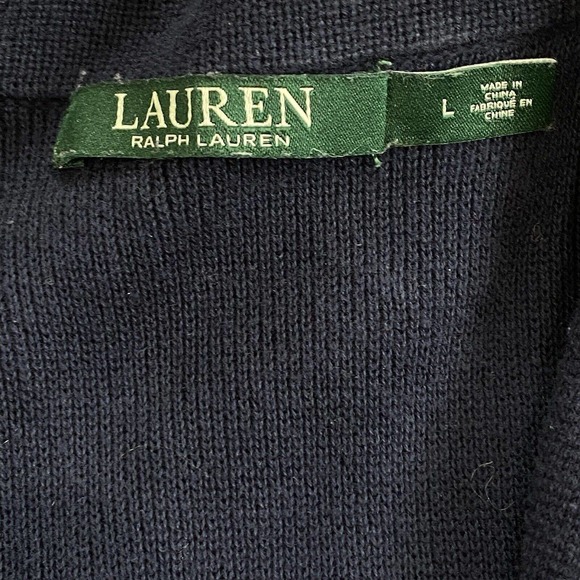 Ralph Lauren LRL Cardigan Sweater Knit Blazer L Large Black Crest Monogram Crown - Picture 9 of 11